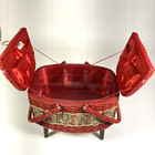Vintage Singer Footed Sewing Wicker Basket With Paisley Floral Lid Satin Lining