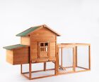 Chicken Coop Large Wooden Outdoor Bunny Rabbit Hutch Hen Cage Nesting Box Run 