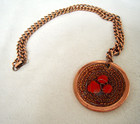 Vintage Signed Matisse Renoir Red Enamel Copper Pendant Necklace -  gracelet 
