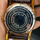 Bronzo Italia Watch Gold Tone Roman Numeral Leather Band Brown Untested 7 5in