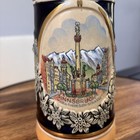 Vintage Original King German Beer Stein Alpine Chalet Edelweiss Relief Stoneware