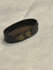 Antique Japanese Shakudo Fuchi Autumn Floral Gold Inlay Edo Period