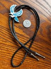 Vintage Navajo Sterling Silver Turquoise Eagle Bolo Tie