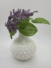 Vintage French Beaded Glass Flowers Purple Hyacinth Bouquet 