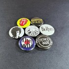 Classic Rock 1  Button Pin Set Rolling Stones Bob Dylan The Who Beatles Zeppelin