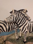         zebra Family Pair Safari Statue Decor Figurine 14x9        