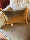 Croscill  carrington  Cinnamon Green Stripe Lumbar Rectangle Pillow Fringe 14x20