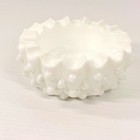 Vintage White Milk Glass Hobnail Ashtray Scalloped Ruffled Rim Trinket Dish 4 5 