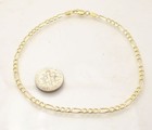Italian Solid Royal Figaro Ankle Bracelet Anklet 14k Yellow Gold Plated Silver