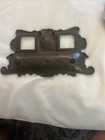 Antique Solid Cast Brass Art Nouveau Double Inkwell   Pen Tray   Great Patina