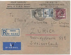 Palestine Rare 1947 Registered Cover Hadera haifa To  Zurich Sweizerland Clear B