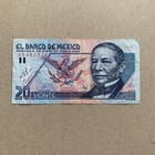 1992 Mexico 20 Nuevos Pesos Banknote Mexican Currency Lion Note