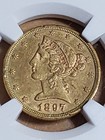 1897  5 Liberty Half Eagle  Gold   Ngc Au  Only 867 883 Minted