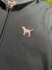 Pink Victoria s Secret Full Zip Hoodie S Dark Gray Dog Logo Fleece Long Sleeve
