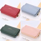 Women Leather Wallet Small Bifold Compact Credit Card Purse With Zip Coin Pocket
