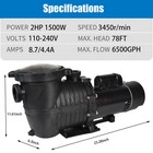 110-240v 1 5 2hp Inground Swimming Pool Pump Motor Strainer Hayward Replacement