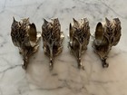 Set Of 4 Silver Plated Holly Leaf   Scroll Napkin Ring Holder