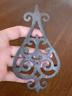 19th C Primitive Spade Scrolled Cast Iron Fireplace Hearth Sad Flat Trivet Stand