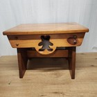 Vintage Wood Stool Seat Bench Bear Cut Out Hand Made Large 17 5  Country Childs