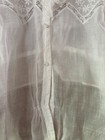 Antique White Sheer Cotton Lawn Blouse Embroidered Lace Ruffle High Collar
