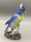 As Is Vintage 1950 s Ceramic Blue Jay Birds Figurine Set Japan Hand Painted 6   