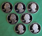 1992 Thru 1998 S Washington Quarter Seven Silver Proof 7 Coin 25 Cents 