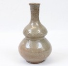 Antique Korean Pottery 8  Double Gourd Bottle Vase Crackle Glaze Joseon Dynasty
