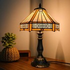 Tiffany Lamp Yellow Hexagon Stained Glass Mission Style Table Lamp