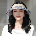 Halemet Floral Print Visor Hats For Women Wide Brim Summer Cap Navy-a