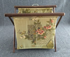 Wooden Folding Frame Sewing Basket Ruth Paige Yarn Knitting Caddy Floral Vintage