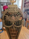 37  Wide Vintage Brass Art Deco Style Cameo Fireplace Screen Folding Peacock Fan
