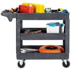 Heavy Duty 3 Tier Shelf Plastic Utility Cart With Wheels 550lbs Capacity Gray