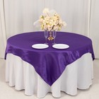 Purple Satin 72x72  Square Table Overlay Smooth Finish Catering Decorations