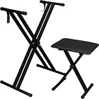 Heavy Duty Piano Keyboard Stand And Bench  Portable Universal Musical Keyboard S