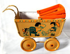Vtg Tin Toy Baby Stroller Carriage Buggy Doll Pram Collectible Barbie Scale 4 
