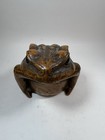 Okimono Wood Carving Frogs Figurine Signed Japan Antique Figure Toad Meji Era