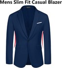 Men s Slim Fit Lightweight Blazer One Button Casual Suit Jacket For Business