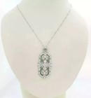 Vintage Style Lab Created Diamond Emerald Wedding Pendant 14k White Gold Finish