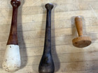Lot Of 3 Pestles Cast Iron And Wood    These Appears To Be Very Old    
