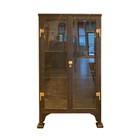 Antique 1920s Beveled Glass Double Door Iron Medical Cabinet