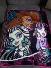 2013 Monster High Throw Blanket Franco Black Pink Fleece Htf W  Drawstring Bag