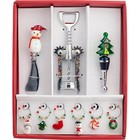 New lsarts Complete 9 Piece Bar Set Wine Glass charms Christmas Hostess handmade