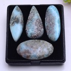 4 Pcs Natural Larimar 35mm-39mm Cabochon Untreated Loose Gemstones Wholesale Lot