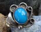 Vintage Southwestern Sterling Silver Navajo Turquoise Statement Ring Size 6 1 4