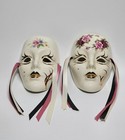 New Orleans Mardi Gras Decorative Face Mask Wall Hangings Ceramic Set Of 2