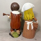 Vintage Atlantic Mold Ceramic Pilgrim Boy Girl Figurines Thanksgiving Decor 12 5
