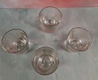 Vintage Mcm Set Of 4 Wheat Stalk Etched Low Ball Heavy Bottom Shot Glasses