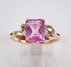 2ct Emerald Cut Lab-created Pink Sapphire Engagement Ring 14k Yellow Gold Plated