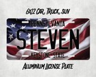 Any State   Usa Flag   Custom Text  Metal License Plate  Car Truck Tag Sign