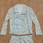 Vintage Mid-century  Two Piece Dress  Turquoise   Teal  Floral Design  X Small